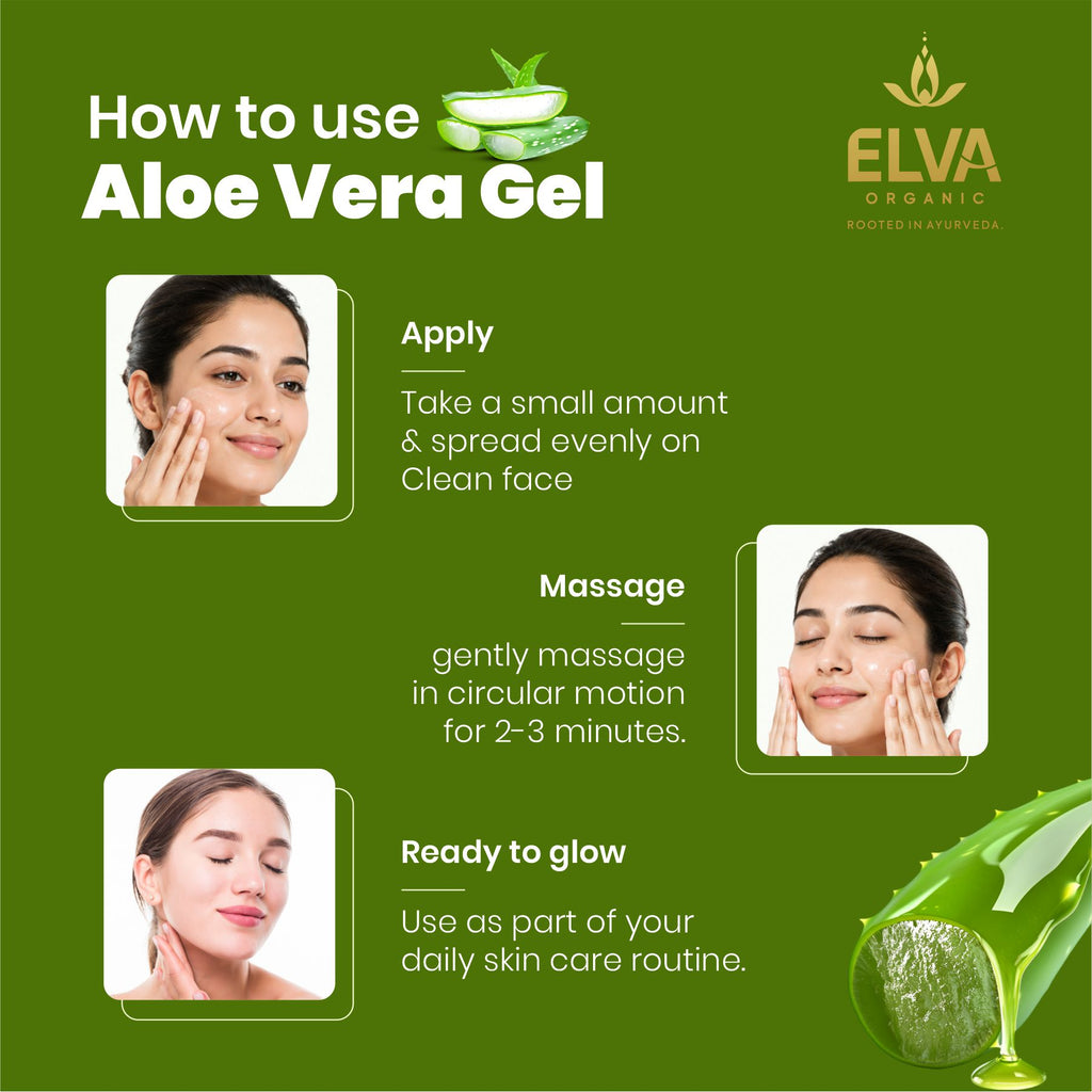 How to use ELVA Organic Aloe Vera Gel on the face with gentle application and massage.